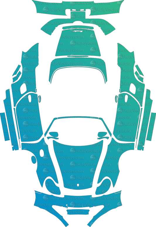 Pre-cut vector pattern for Porsche Boxster Base 986 Roadster (1997–2002) – download digital file for vinyl wrap and PPF application.