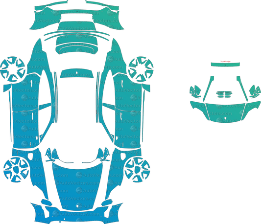 Porsche Taycan 4S SportDesign Pkg (2020–2023) Sedan – pre-cut vector pattern digital download, CDR, AI