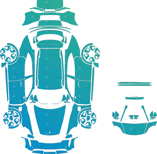 Porsche Taycan Turbo / Turbo S Cross Turismo 2021–2023 pre-cut vector patterns download – digital file in CorelDRAW and AI formats.