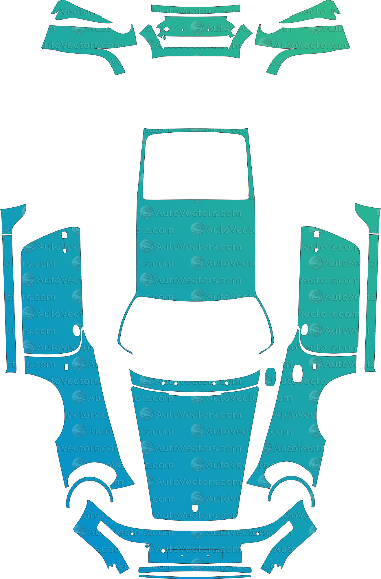 Porsche 911 964 Carrera 2 Coupe 1989–1993 pre-cut vector pattern for PPF, wrap and design – 1:1 full kit template, instant download