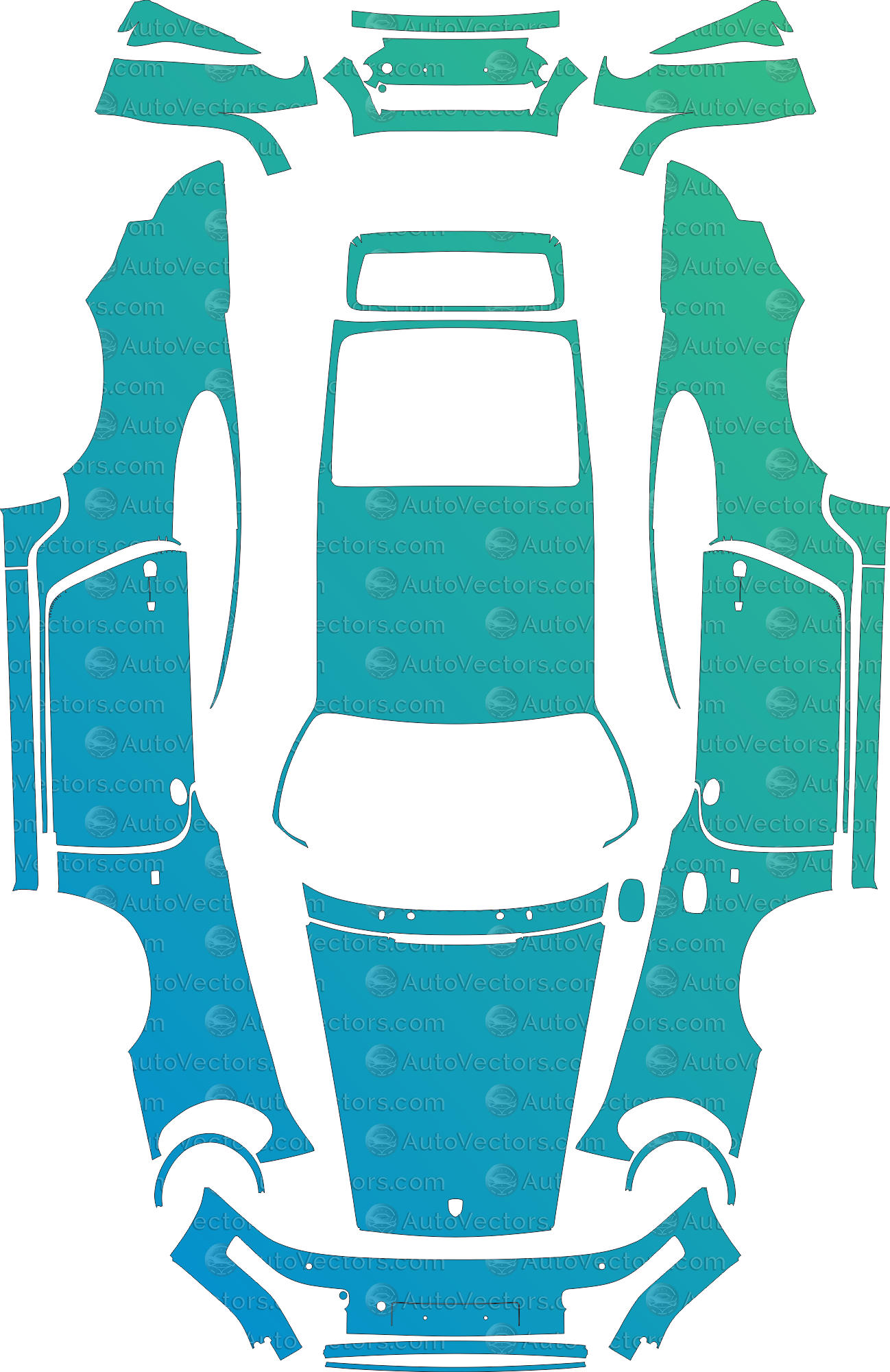 Porsche 911 964 Carrera RS Coupe 1991–1993 pre-cut vector pattern for PPF, wrap and design – 1:1 full kit template, instant download