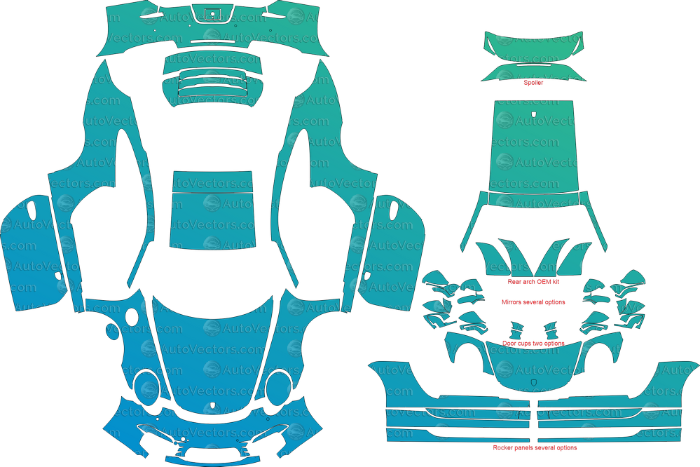 Porsche 911 (991.1) Carrera, Carrera 4, 4S, S (2012–2016) Coupe Full PPF pre-cut template kit