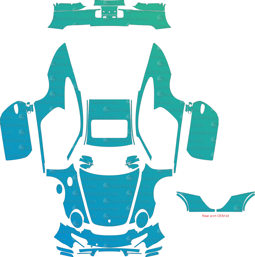 Porsche 911 997.1 Carrera / Carrera S / Carrera 4 / 4S Coupe 2005–2008 pre-cut vector pattern for PPF, vinyl wrap and design – 1:1 template