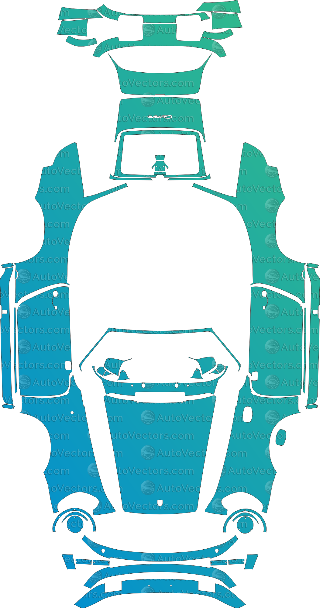 Porsche 911 Targa / Carrera Cabriolet 1984–1989 pre-cut vector pattern for PPF, wrap and design – 1:1 full kit template, instant download