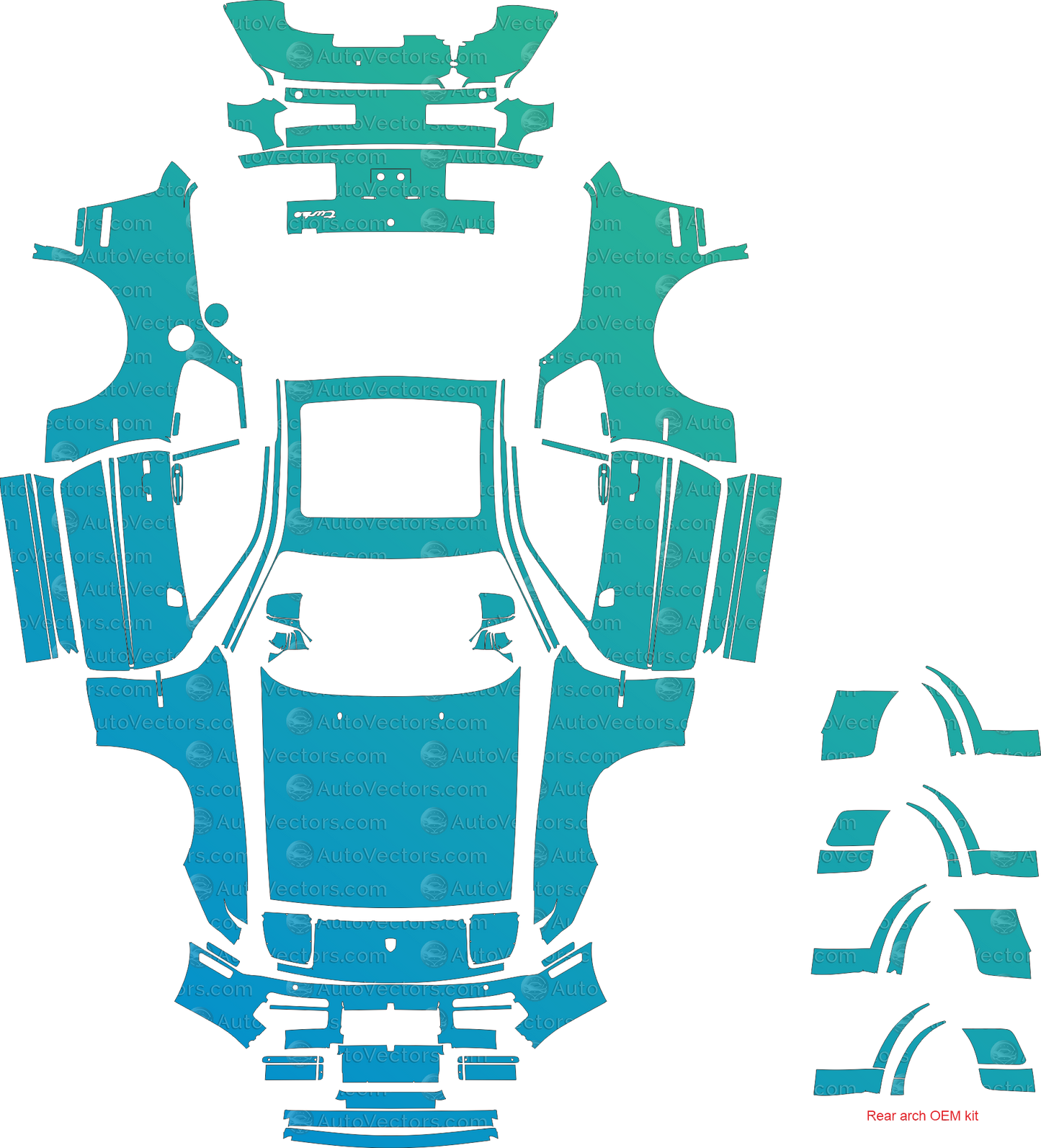 Porsche 944 Turbo Coupe 1985–1991 pre-cut vector pattern for PPF, wrap and design – 1:1 full kit template, instant download