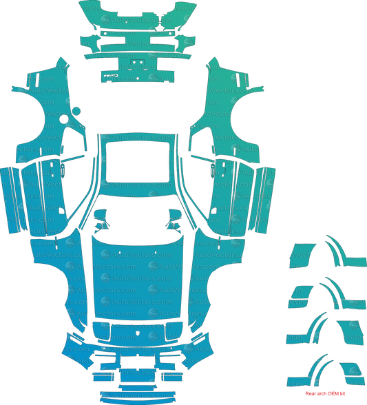 Porsche 944 Turbo Coupe 1985–1991 pre-cut vector pattern for PPF, wrap and design – 1:1 full kit template, instant download