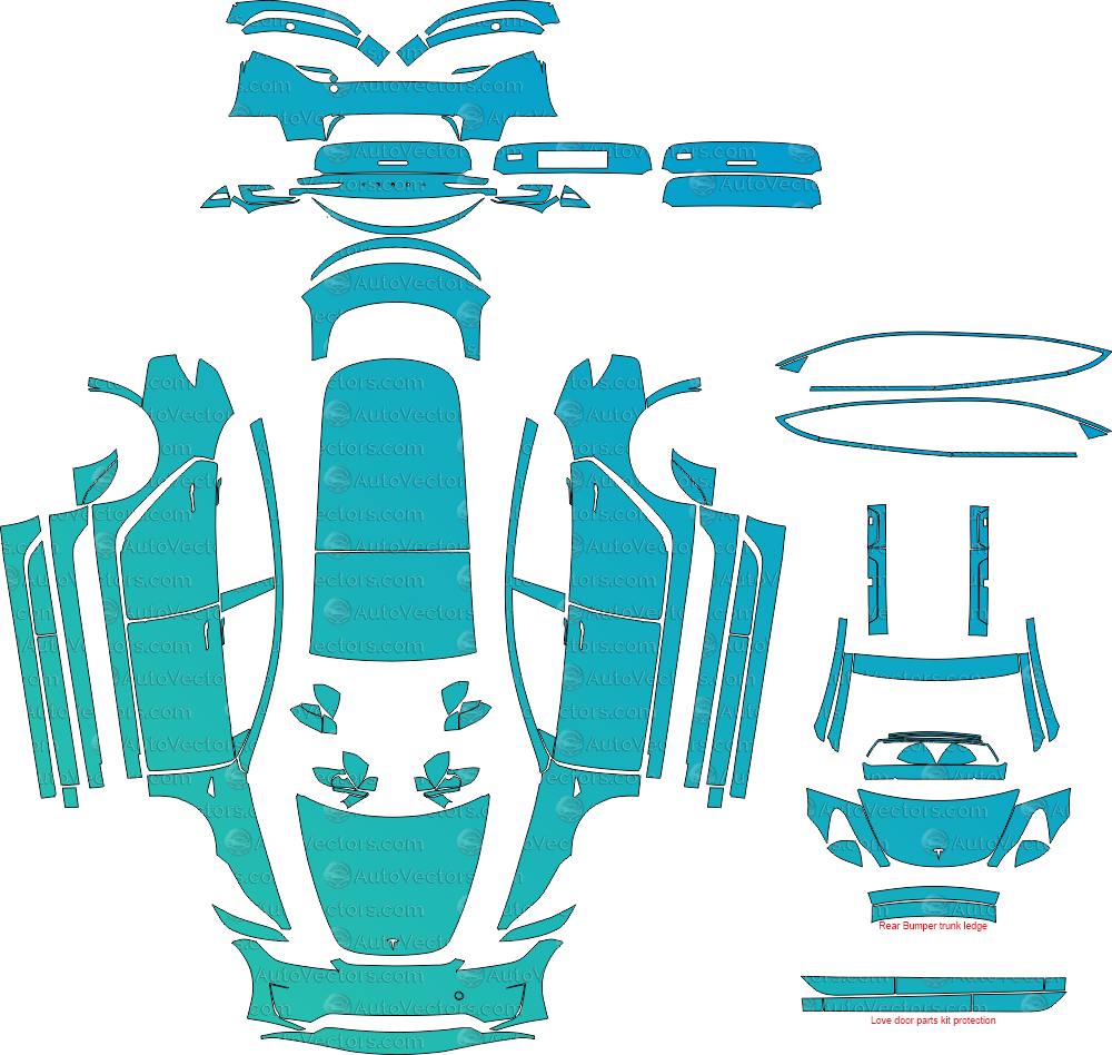 Tesla Model 3 Performance download pre-cut PPF vector pattern templates with vector files