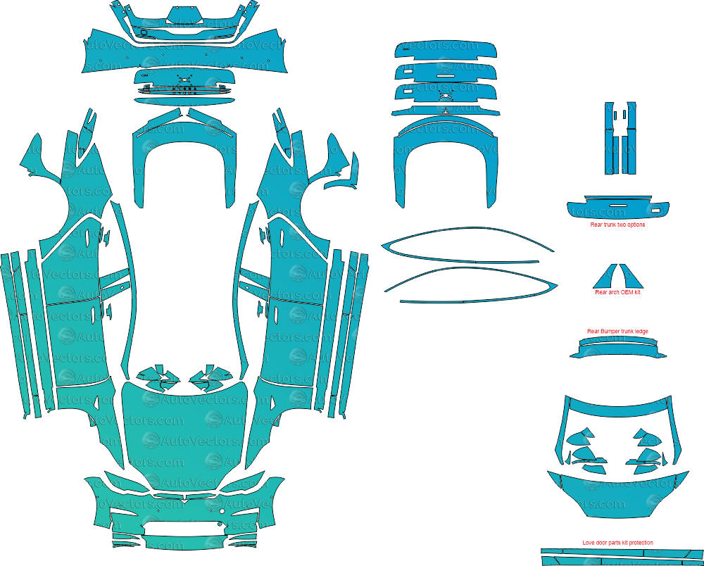 Tesla Model S Plaid download pre-cut PPF vector pattern templates with vector files