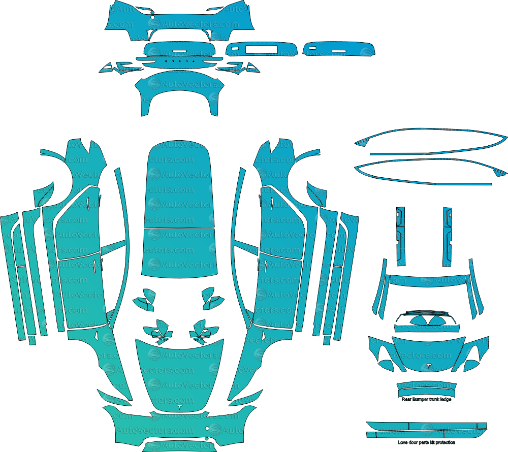 Tesla Model 3 Base (From 2024) Sedan pre-cut PPF vector template download