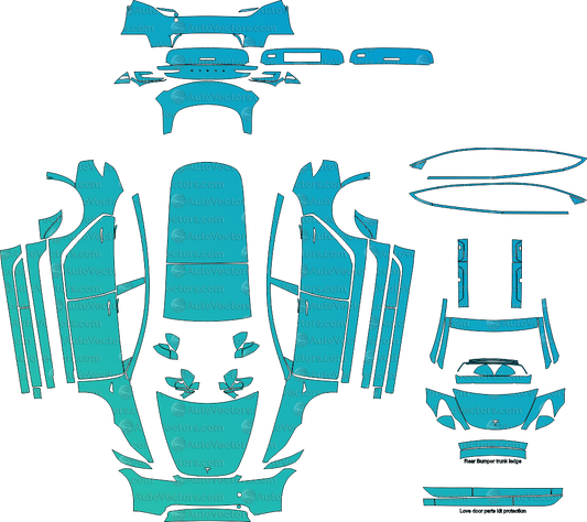 Tesla Model 3 Base (From 2024) Sedan pre-cut PPF vector template download