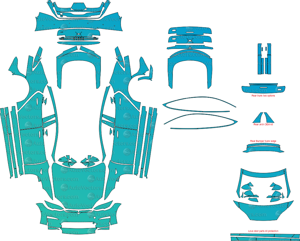 Tesla Model S (From - 2021) Sedan pre-cut PPF vector template download
