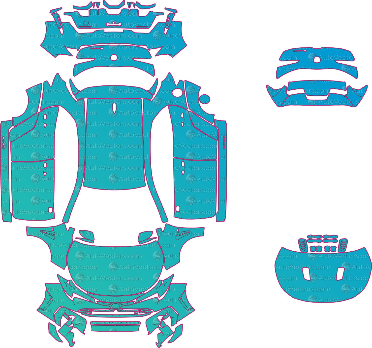 Toyota GR Corolla GZEA14H (From 2025) Hatchback Pre-Cut PPF Pattern Templates – pre-cut PPF pattern templates, digital download vector files (CDR, AI, PDF, DXF, SVG)