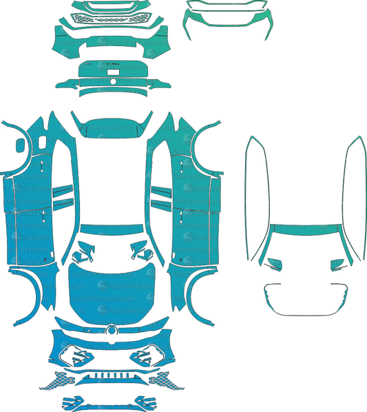 Volkswagen Tiguan R-Line 2025 SUV pre-cut PPF templates digital download vector 1:1