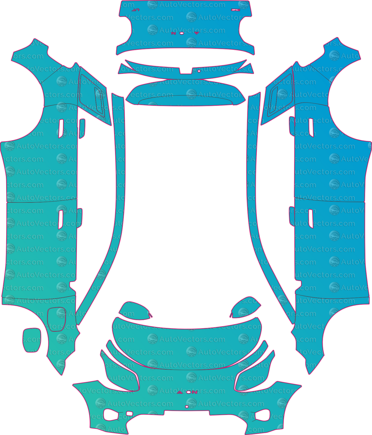 Aion UT Base (From 2025) Hatchback pre-cut PPF pattern layout