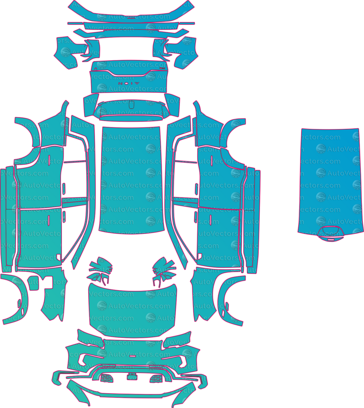 Aion V Base (From 2024) SUV pre-cut PPF pattern layout