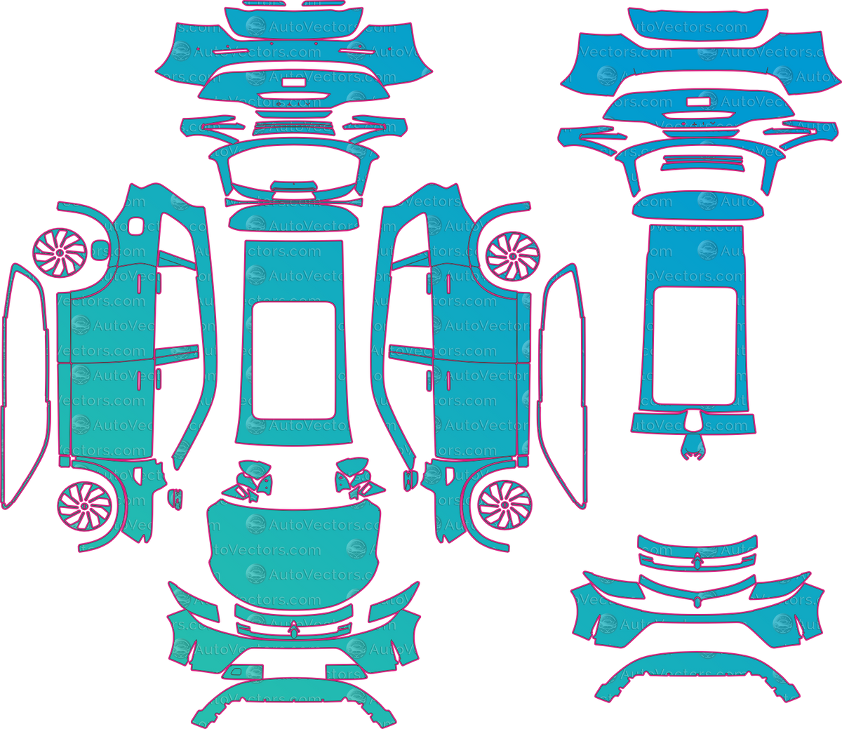 AITO M7 Max (From 2024) SUV pre-cut PPF pattern layout