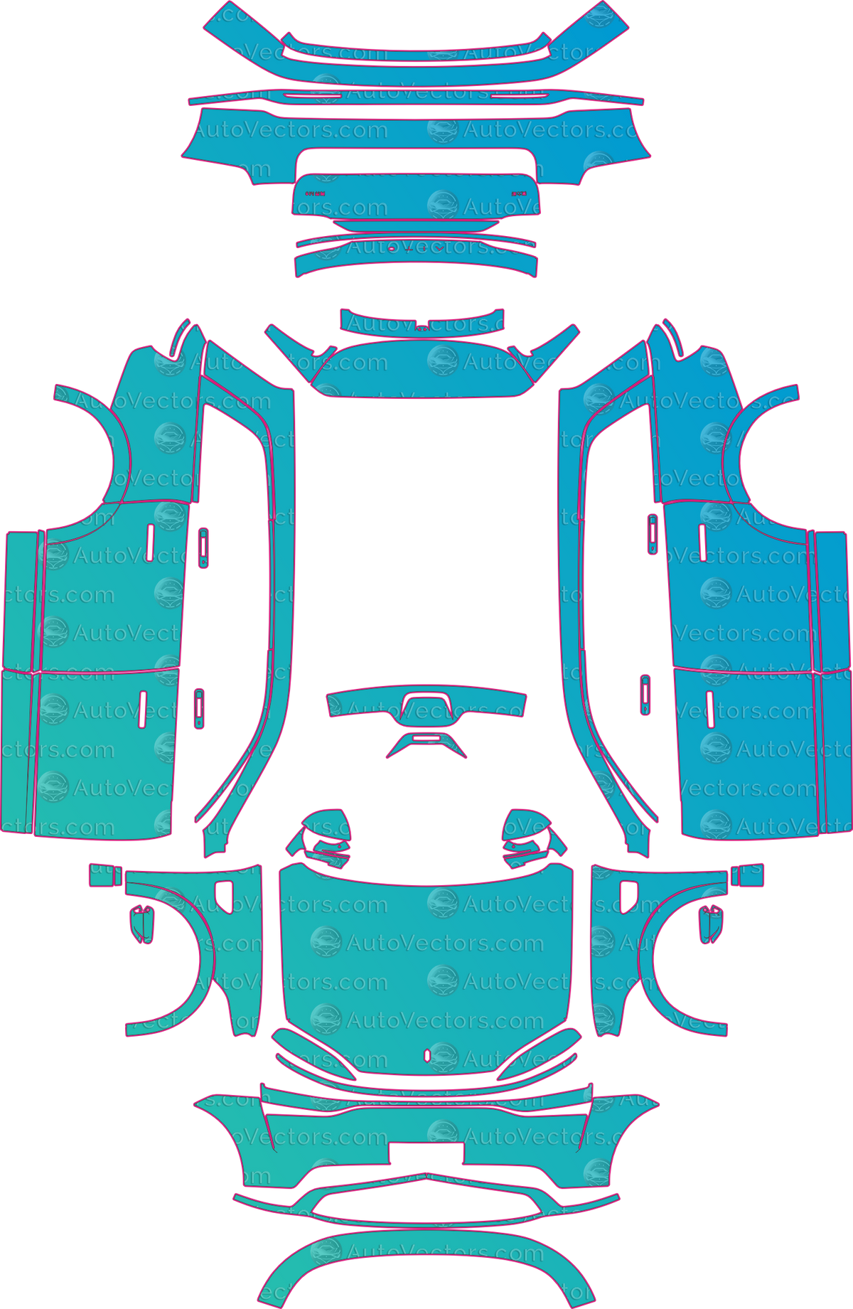AITO M9 Short Version (From 2026) SUV pre-cut PPF pattern layout
