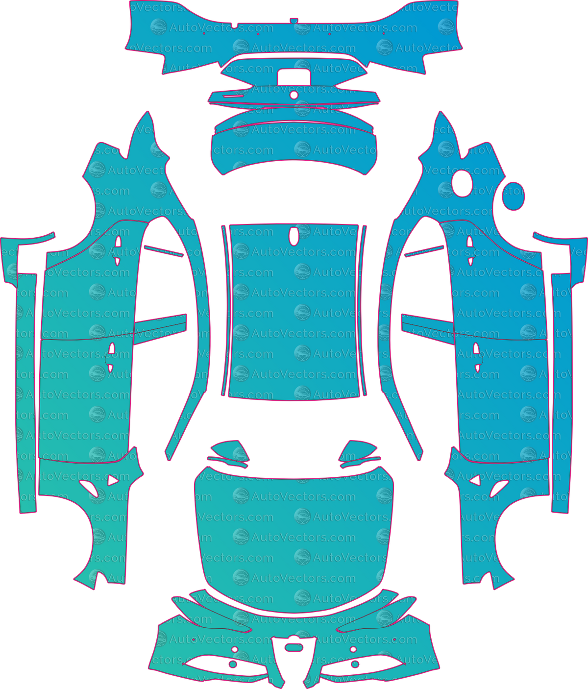 Alfa Romeo Giulia 952 Base (From 2025) Sedan – pre-cut PPF pattern templates, instant digital download vector cut files (CDR, AI, PDF, SVG)