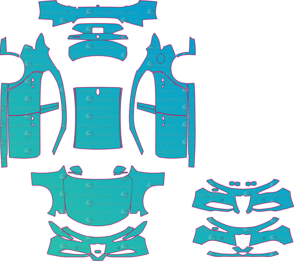 Alfa Romeo Giulia 952 Competizione (From 2022) Sedan – pre-cut PPF pattern templates, instant digital download vector cut files (CDR, AI, PDF, SVG)