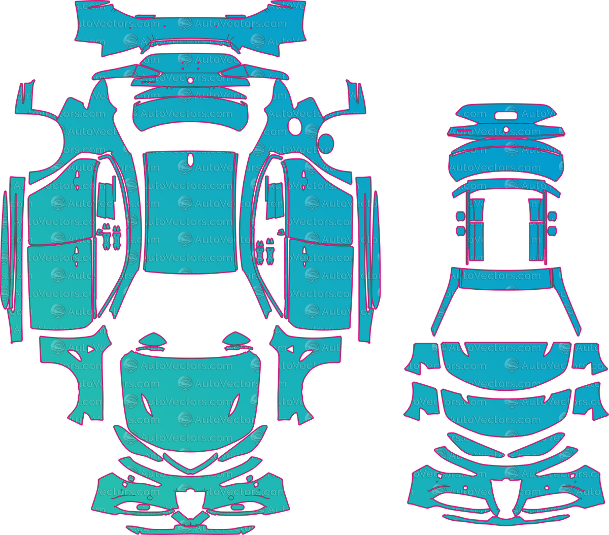 Alfa Romeo Giulia 952 Quadrifoglio (From 2016) Sedan – pre-cut PPF pattern templates, instant digital download vector cut files (CDR, AI, PDF, SVG)