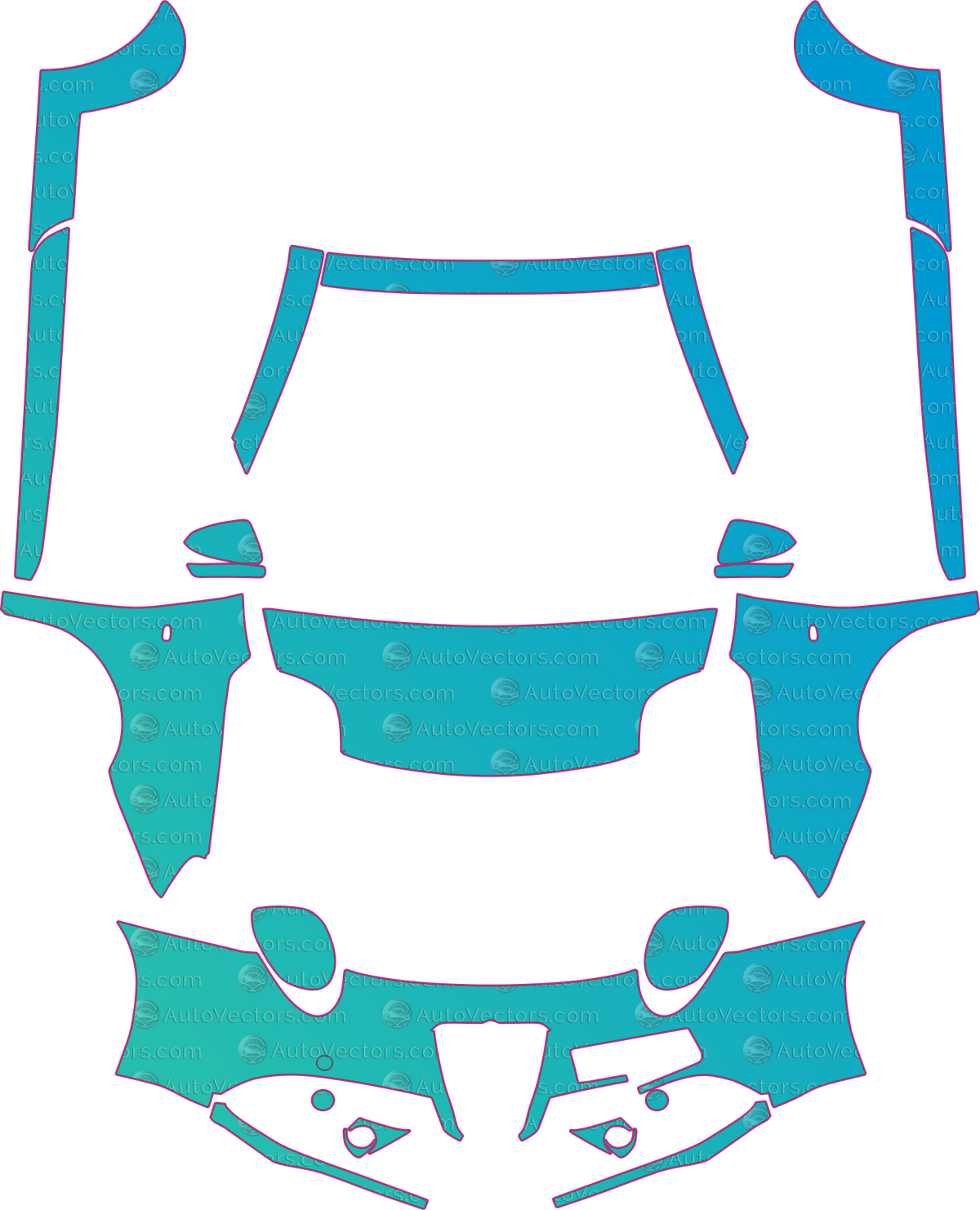 Alfa Romeo Mito Veloce Super Speciale Mito (From 2017) Hatchback – pre-cut PPF pattern templates, instant digital download vector cut files (CDR, AI, PDF, SVG)