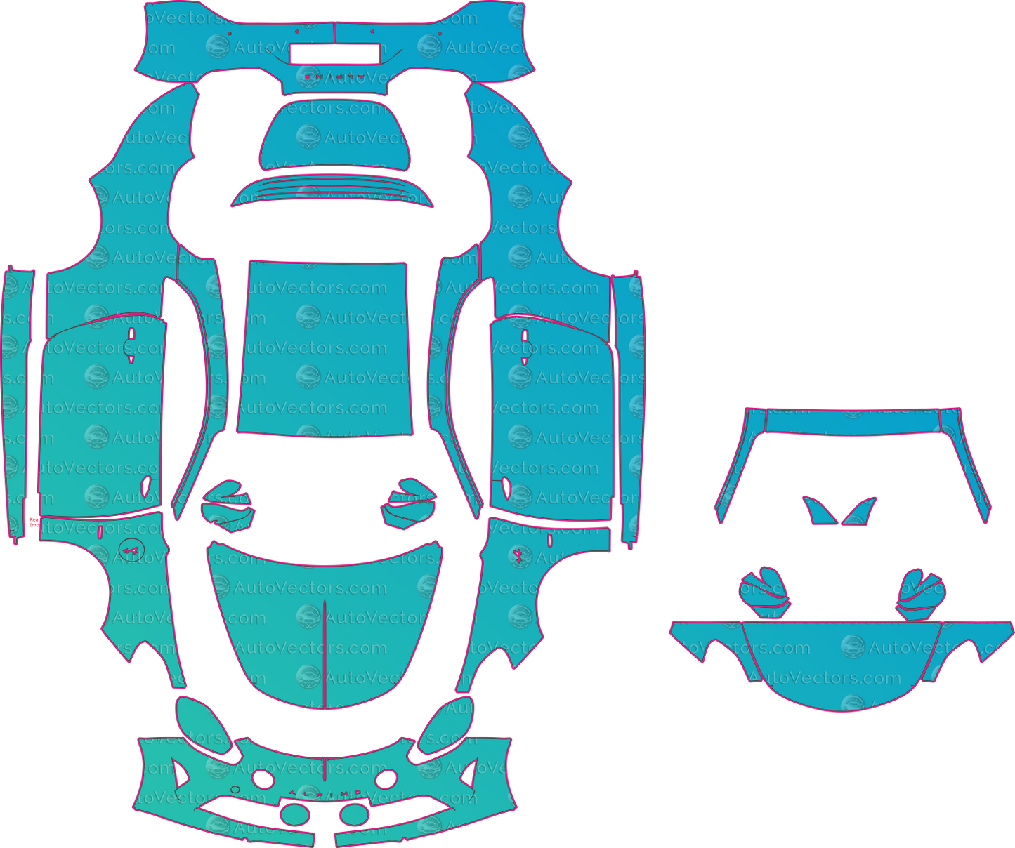 Alpine A110 (2017-2022) Coupe Pre-Cut PPF Pattern Templates – pre-cut PPF pattern templates, digital download vector files (CDR, AI, PDF, DXF, SVG)