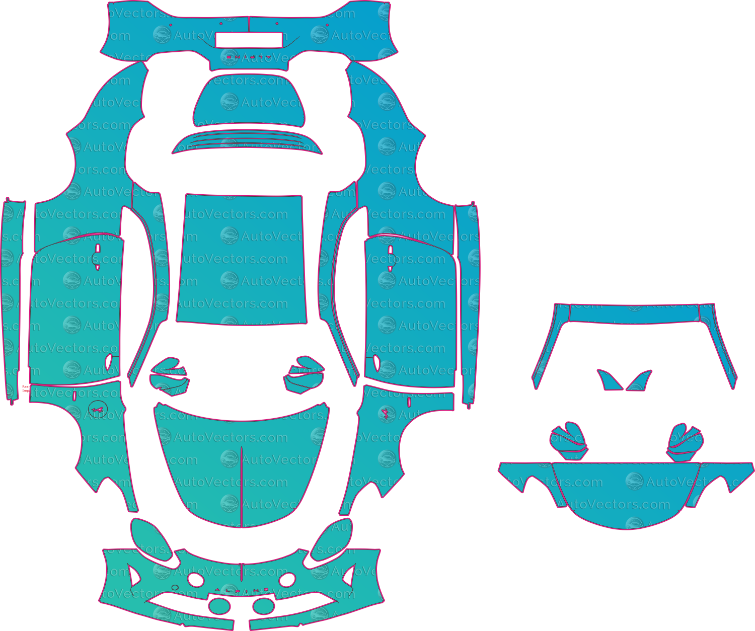 Alpine A110 (2017-2022) Coupe Pre-Cut PPF Pattern Templates – pre-cut PPF pattern templates, digital download vector files (CDR, AI, PDF, DXF, SVG)