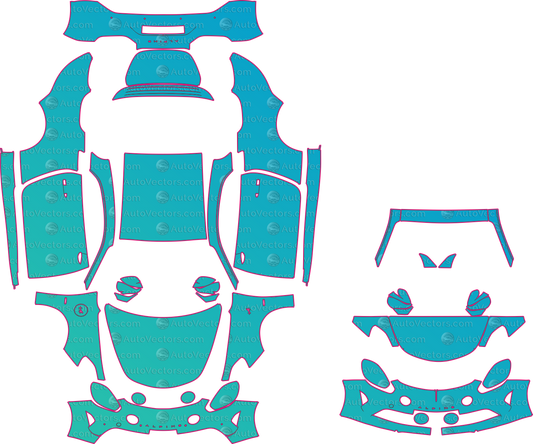 Alpine A110 GT Facelift (From 2022) Coupe Pre-Cut PPF Pattern Templates – pre-cut PPF pattern templates, digital download vector files (CDR, AI, PDF, DXF, SVG)
