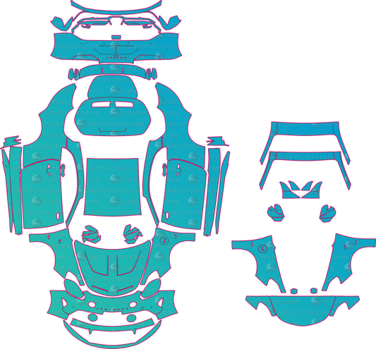 Alpine A110 R 70 Facelift (From 2026) Coupe Pre-Cut PPF Pattern Templates – pre-cut PPF pattern templates, digital download vector files (CDR, AI, PDF, DXF, SVG)