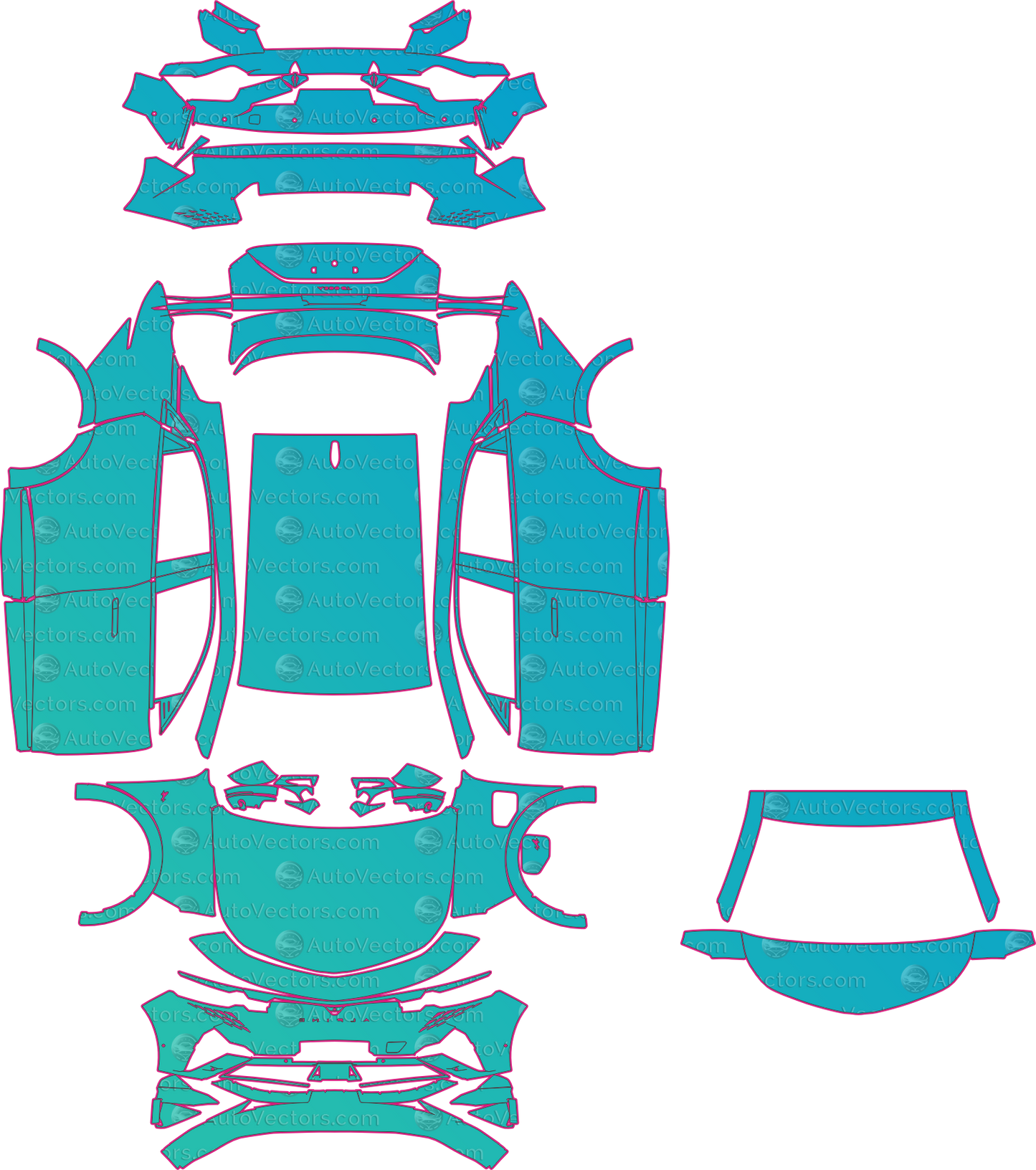 Alpine A390 (From 2025) SUV Pre-Cut PPF Pattern Templates – pre-cut PPF pattern templates, digital download vector files (CDR, AI, PDF, DXF, SVG)