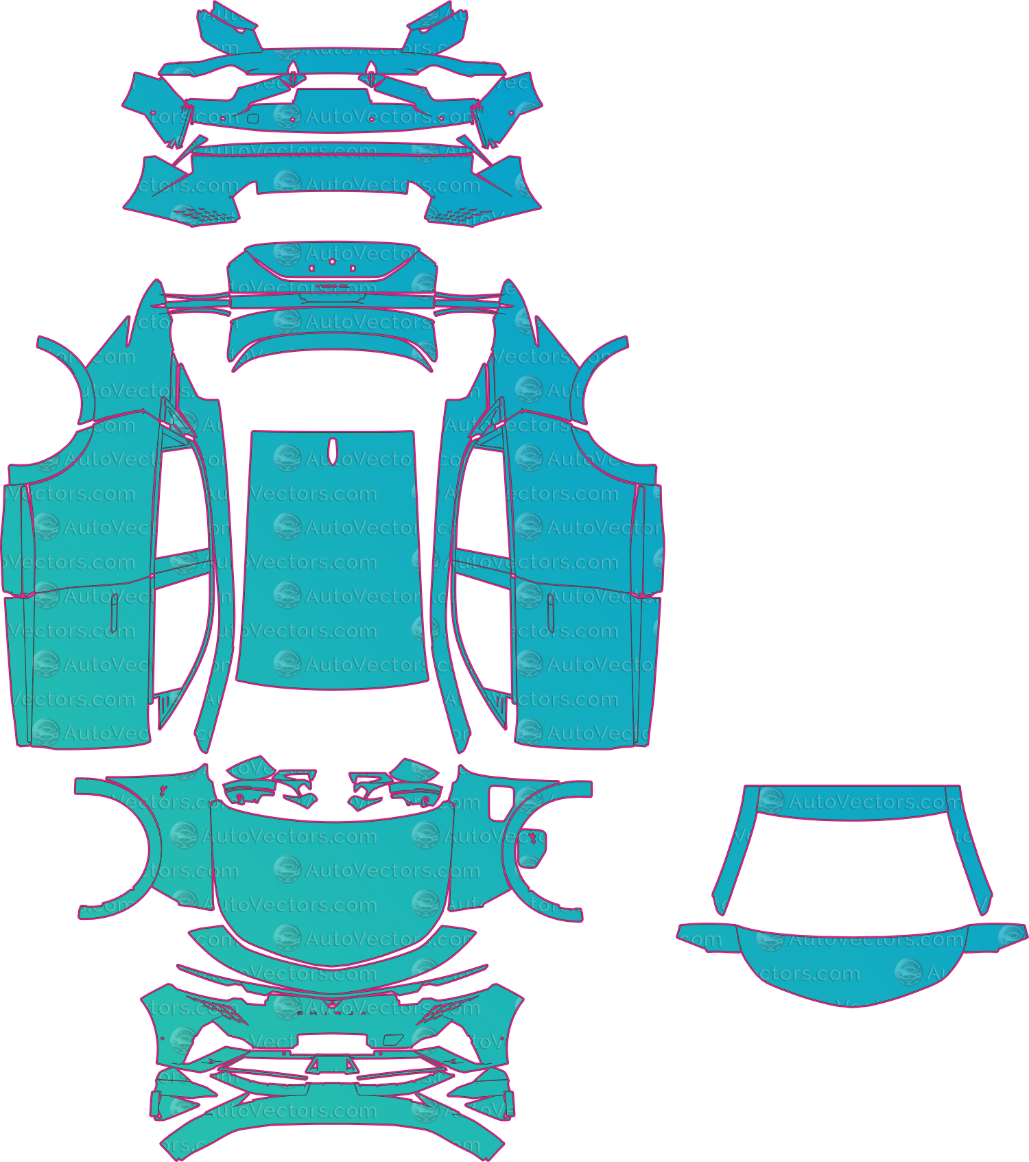 Alpine A390 (From 2025) SUV Pre-Cut PPF Pattern Templates – pre-cut PPF pattern templates, digital download vector files (CDR, AI, PDF, DXF, SVG)