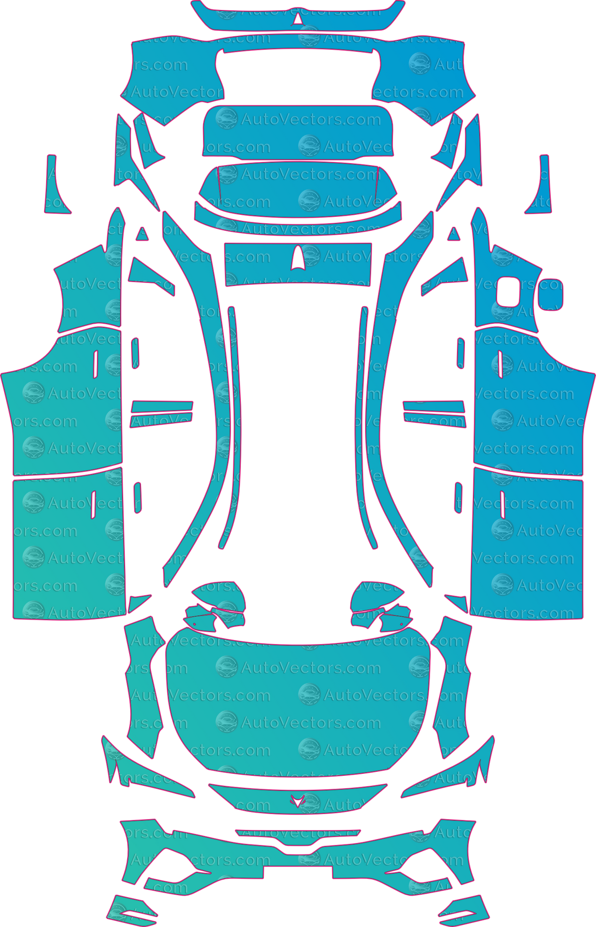 Arcfox Alpha T5 Base (From 2024) SUV pre-cut PPF pattern layout