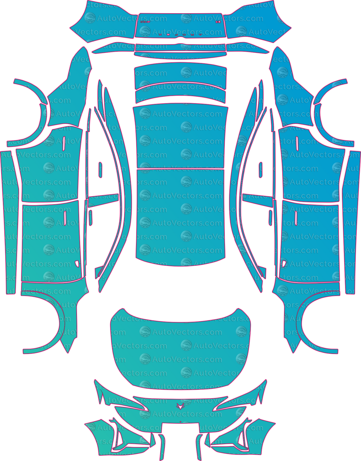 Arcfox S5 Base (From 2024) Sedan pre-cut PPF pattern layout