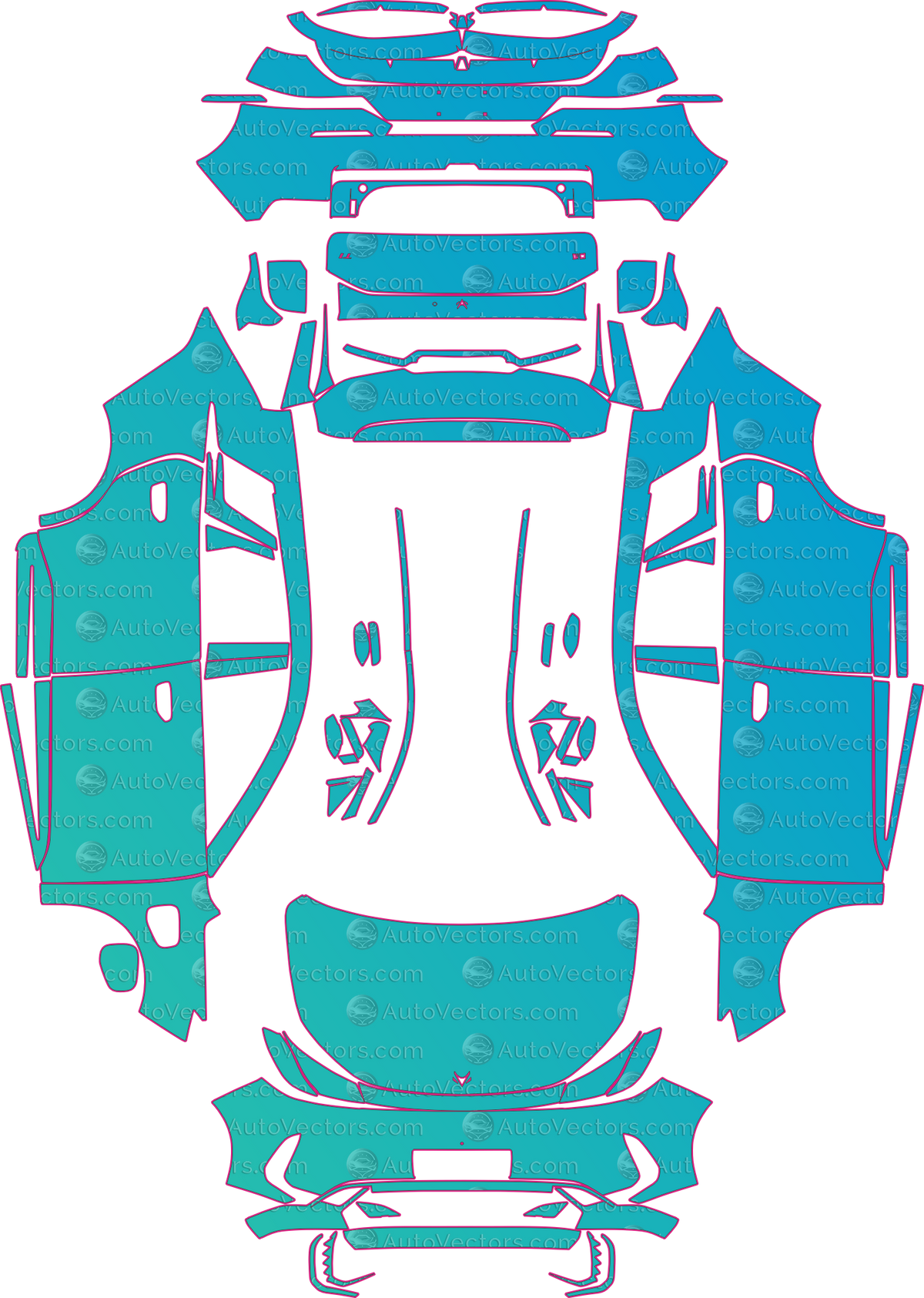 Arcfox T1 Base (From 2025) Hatchback pre-cut PPF pattern layout