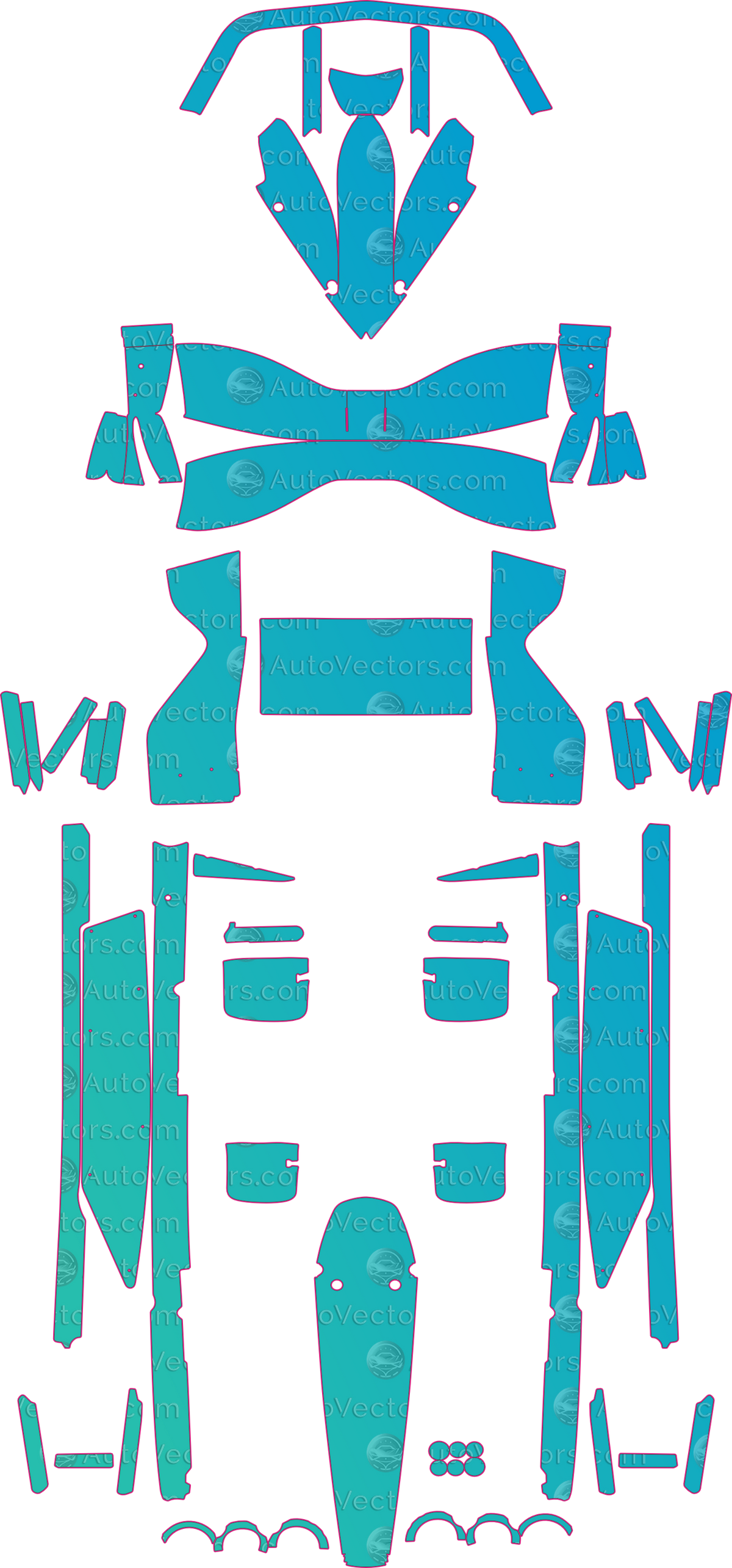 Ariel Atom 4 Base (From 2020) pre-cut PPF pattern layout
