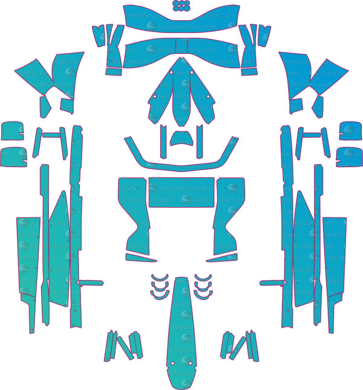 Ariel Atom 4R Base (From 2023) pre-cut PPF pattern layout