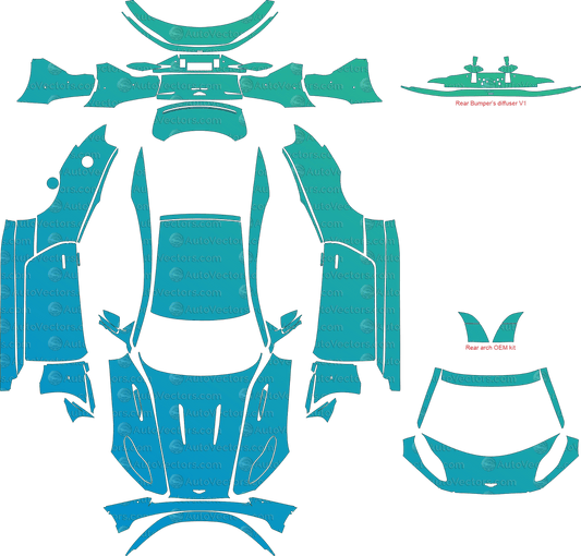 Aston Martin DB11 (From 2017) Coupe pre-cut PPF vector template download