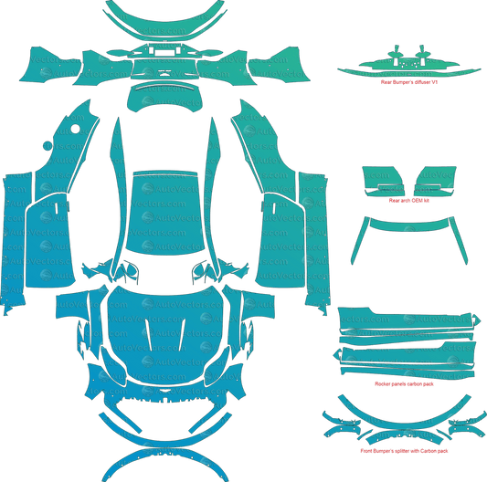 Aston Martin DB12 (From 2023) Coupe pre-cut PPF vector template download