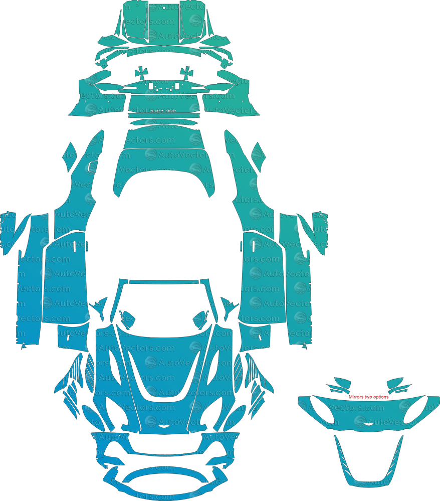Aston Martin DBS Volante 770 Ultimate (From 2023) Convertible pre-cut PPF vector template download