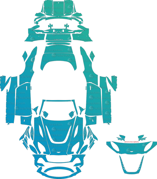 Aston Martin DBS Volante 770 Ultimate (From 2023) Convertible pre-cut PPF vector template download