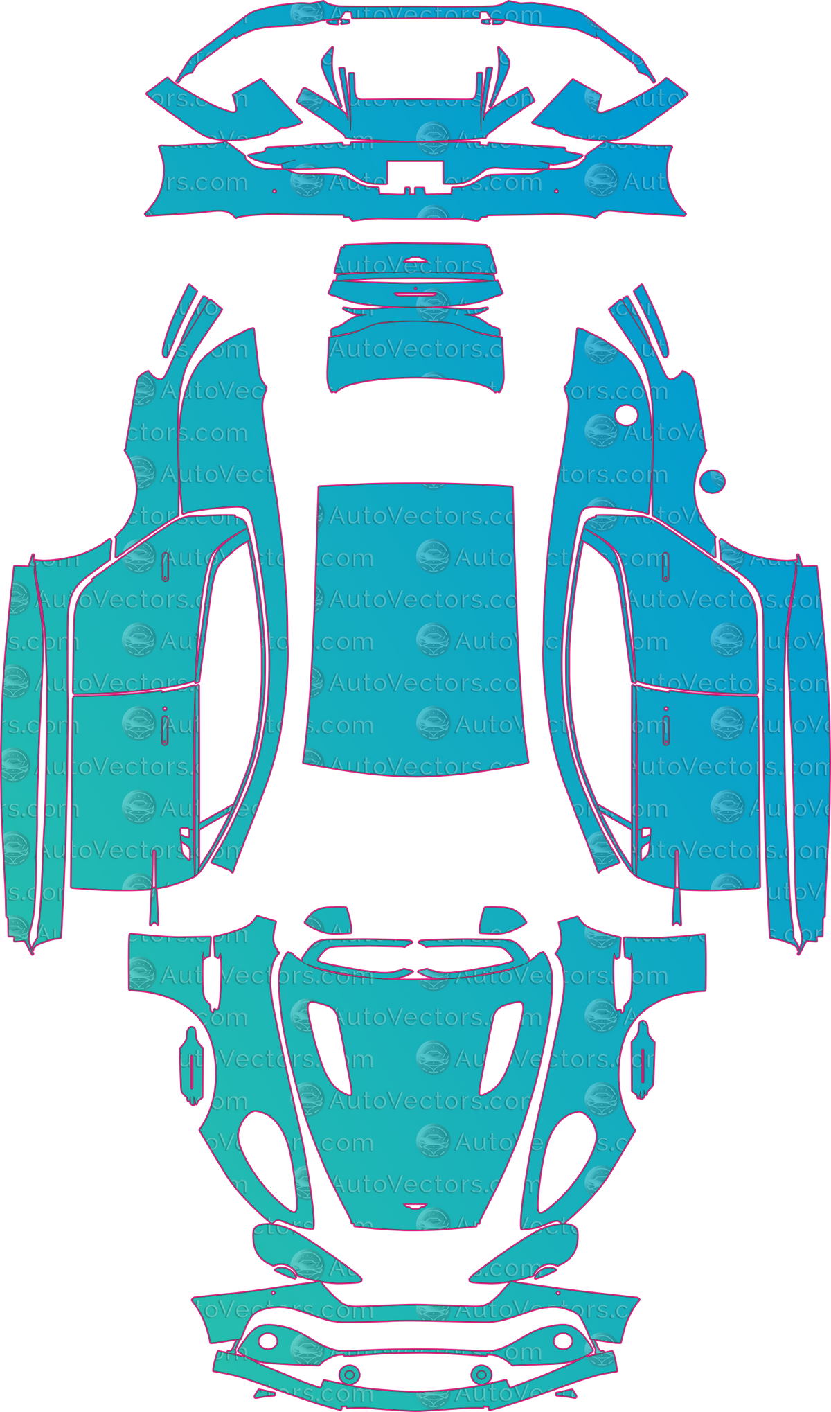 Aston Martin Rapide AMR (From 2017) Sedan pre-cut PPF pattern layout
