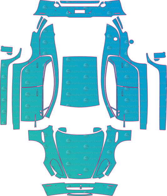 Aston Martin Rapide Base (From 2010) Sedan pre-cut PPF pattern layout