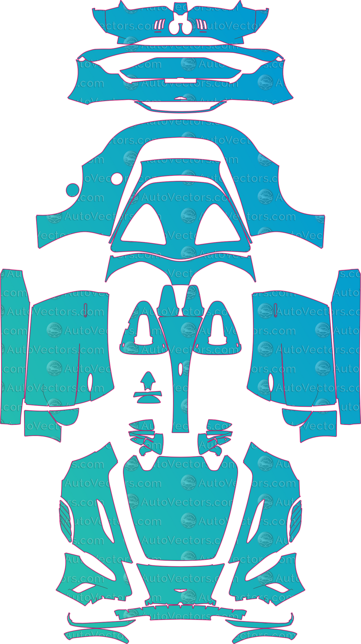 Aston Martin Speedster V12 (From 2021) pre-cut PPF pattern layout