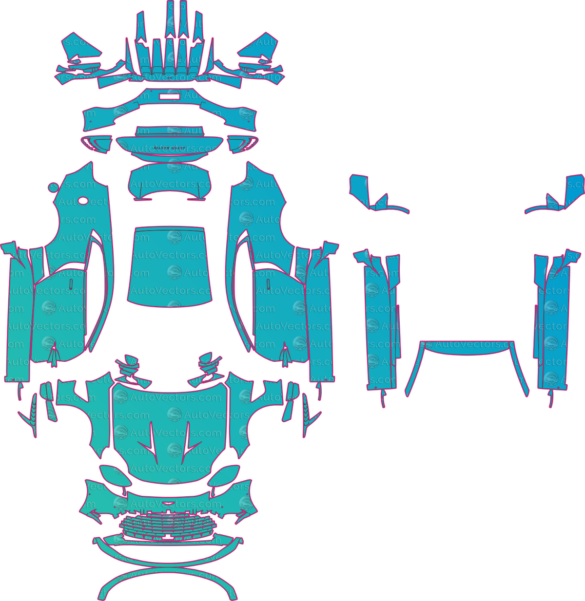 Aston Martin Vanquish (From 2025) Coupe pre-cut PPF pattern layout
