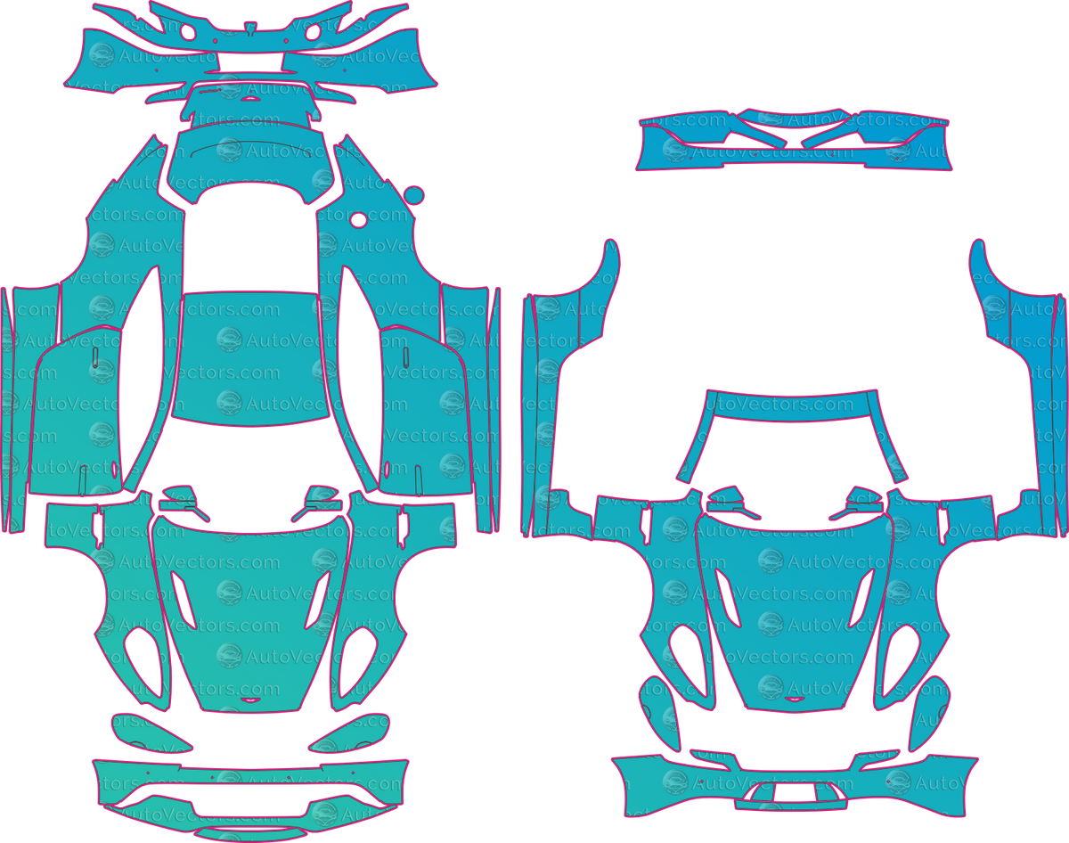 Aston Martin Vanquish Base (From 2012) Coupe pre-cut PPF pattern layout
