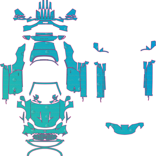 Aston Martin Vanquish Volante (From 2025) Convertible pre-cut PPF pattern layout