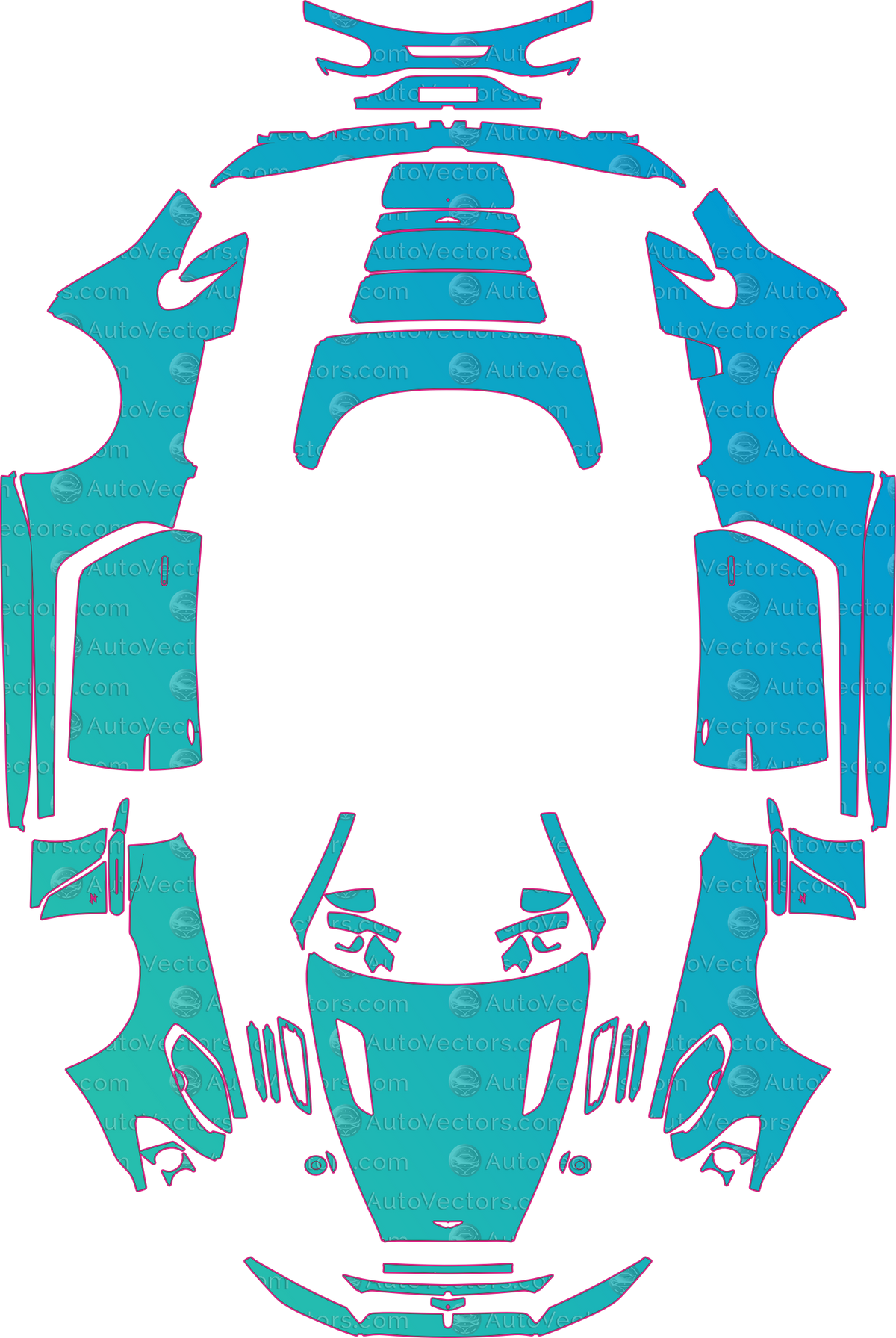 Aston Martin Vanquish Zagato Volante (From 2018) Convertible pre-cut PPF pattern layout