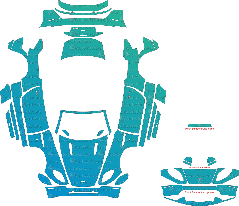 Aston Martin Vantage Base and S (2006–2017) Roadster pre-cut PPF vector template download