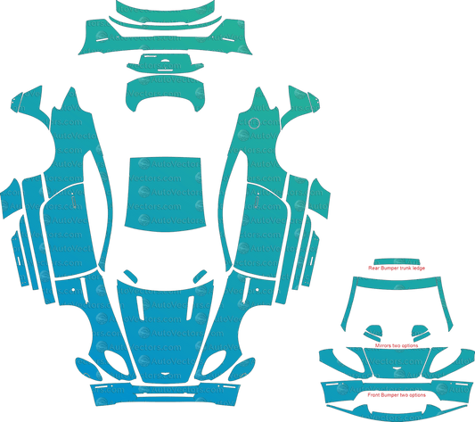 Aston Martin Vantage Base / S (2006–2017) Coupe pre-cut PPF vector template download