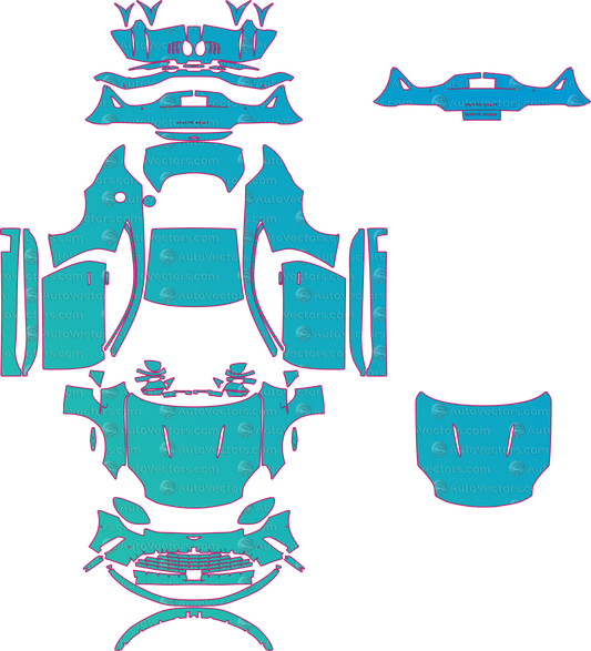 Aston Martin Vantage V8 (From 2024) Coupe pre-cut PPF pattern layout